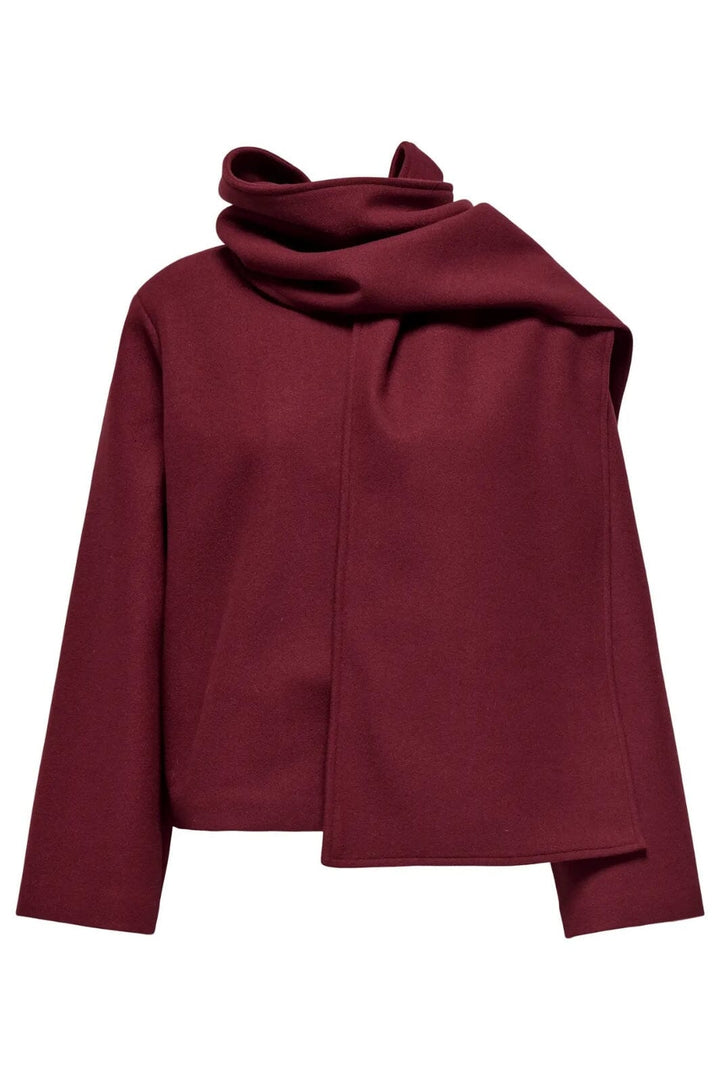Only - Onlelba Life Scarf Jacket Cc - 4852333 Cabernet W.Rose Lining Frakker 