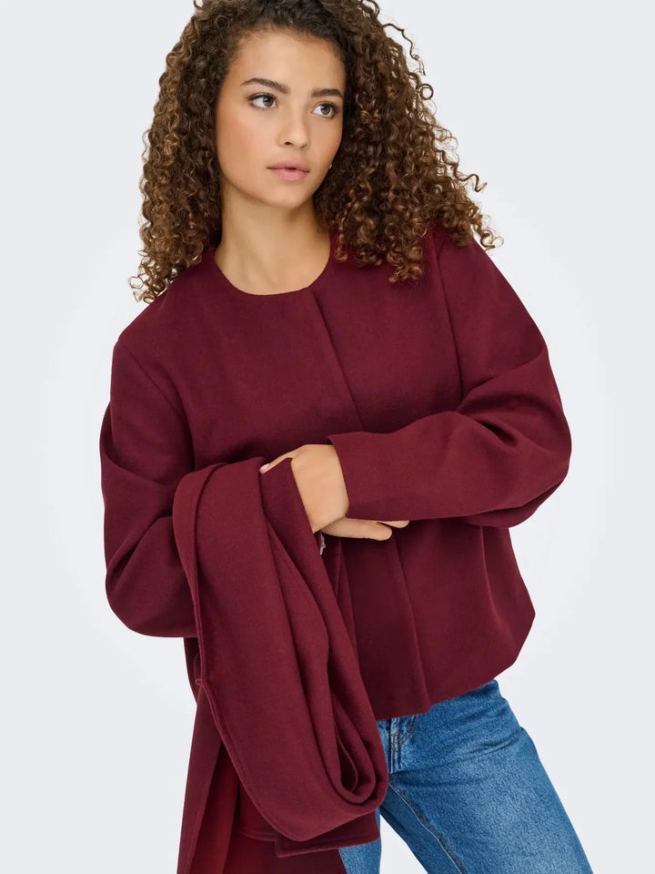 Only - Onlelba Life Scarf Jacket Cc - 4852333 Cabernet W.Rose Lining Frakker 