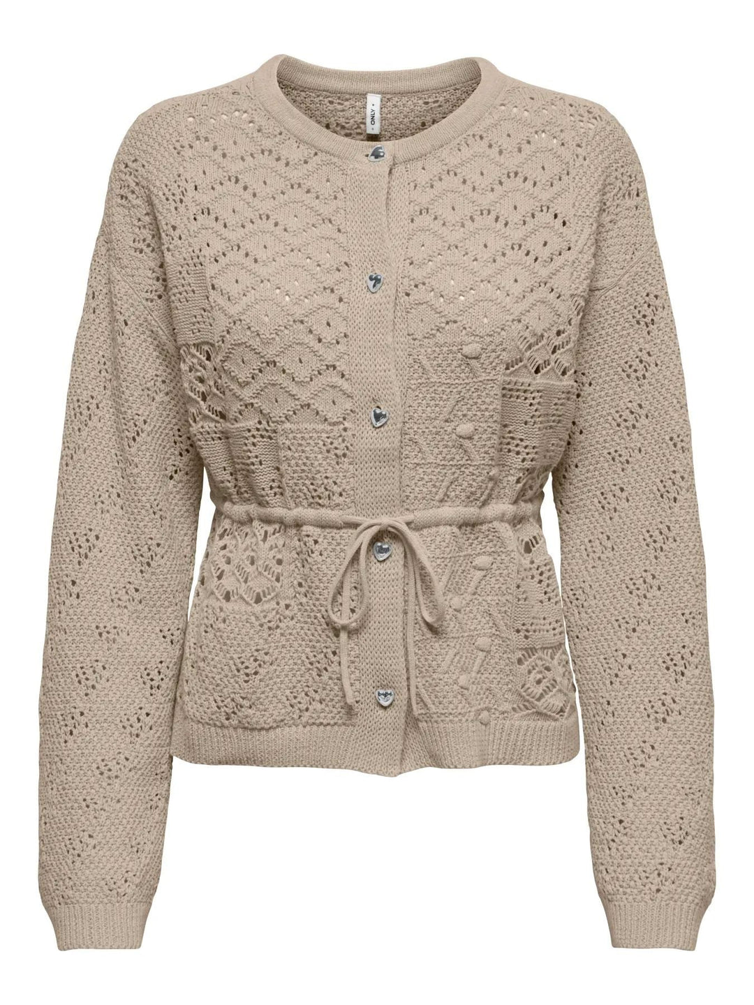 Only - Onlelke Life Ls Cardigan Cc Knt - 5049514 Oxford Tan Silver Heart Button Cardigans 