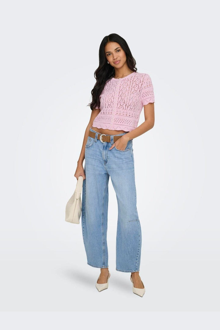 Only - Onlelke Life Ss Pearl Cardigan Cc Knt - 4972394 Romance Rose White Pearl