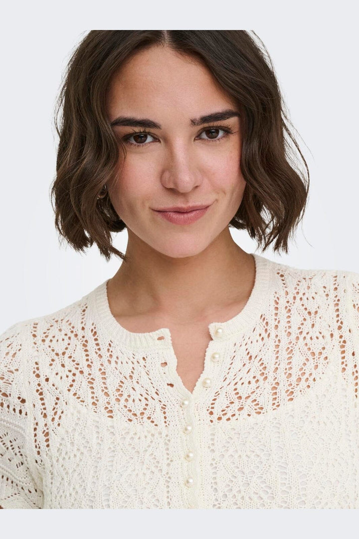 Only - Onlelke Life Ss Pearl Cardigan Cc Knt - 4972395 Birch White Pearl