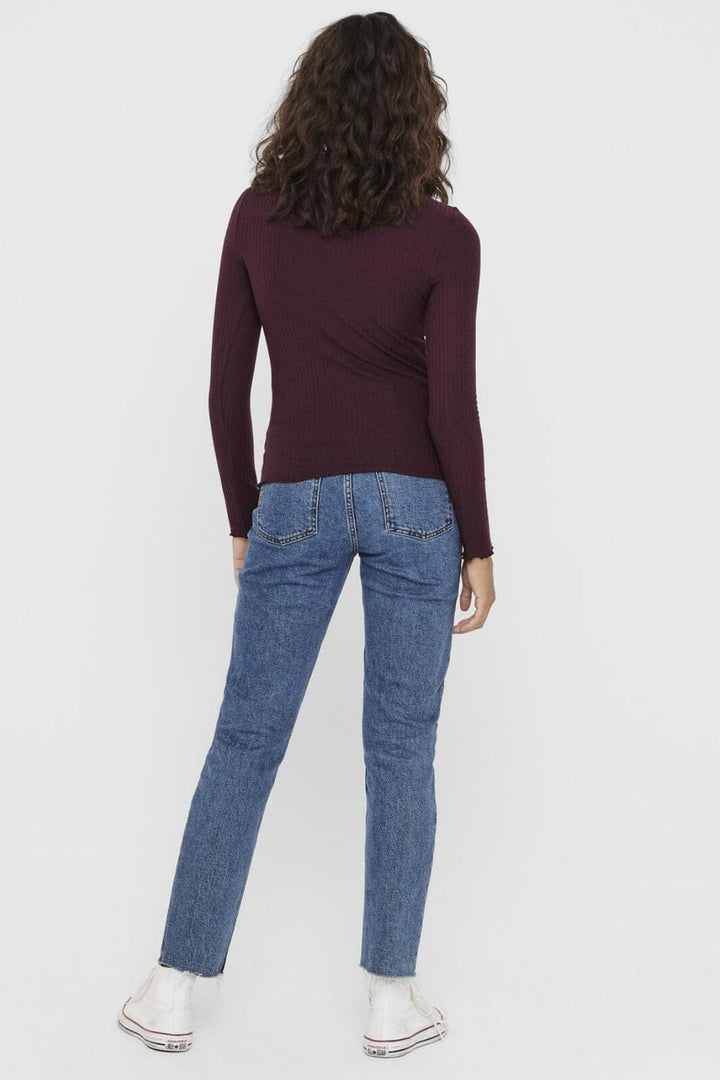 Only - Onlemma L/S High Neck Top - 3437408 Madder Brown Toppe 