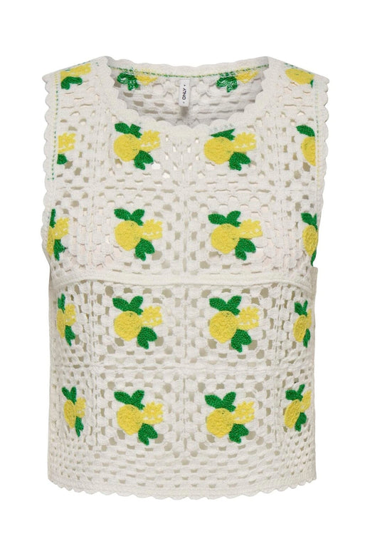 Only - Onlemma Sl O-Neck Crochet Top Knt - 5042715 Birch Lemon/Yarrow/Jelly Bean