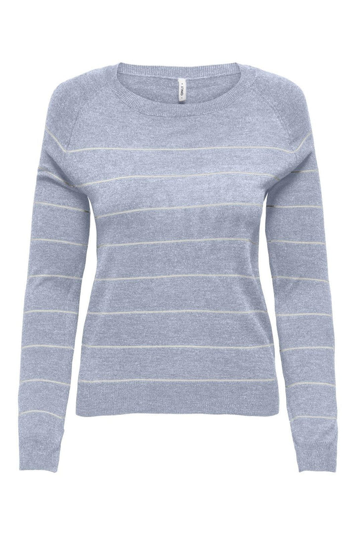 Only - Onlemmi Ls Raglan O-Neck Cc Knt - 4981391 Soft Chambray Mel/Cloud Dancer/Wide