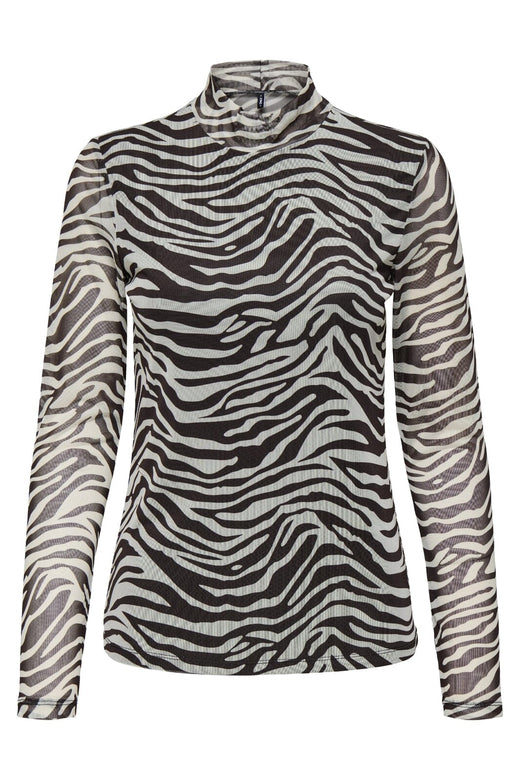 Only - Onlerica Life Mesh L/S Top - 4903748 Demitasse Zebra