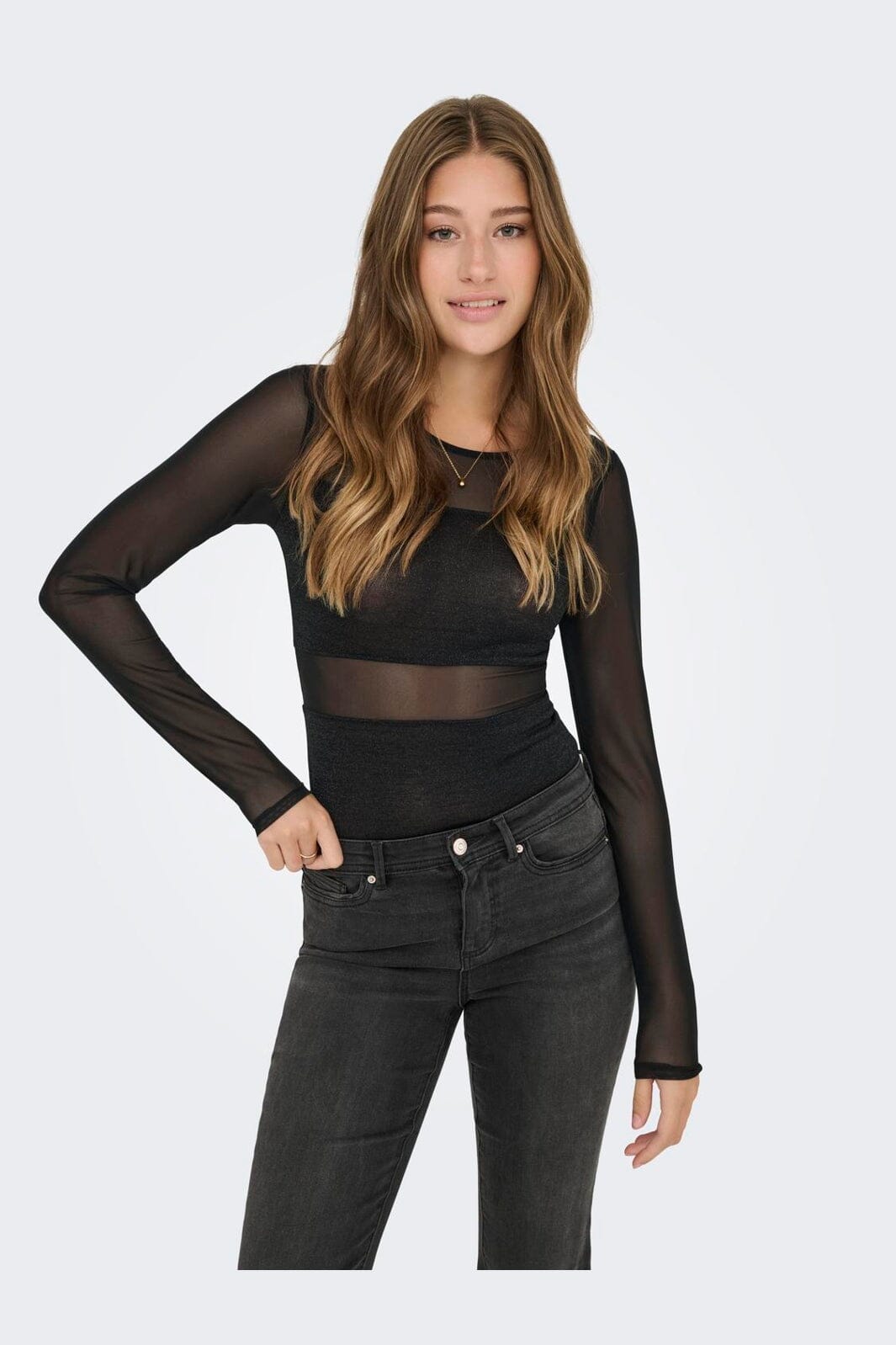 Only - Onlesther Glitter L/S Body - 4714567 Black