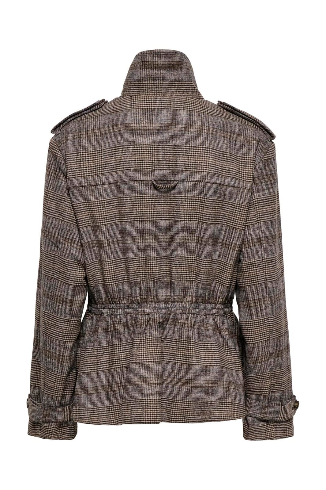 Only - Onleve L/S Check Peplum Jacket - 5232554 Mocha Meringue Choclate Torte
