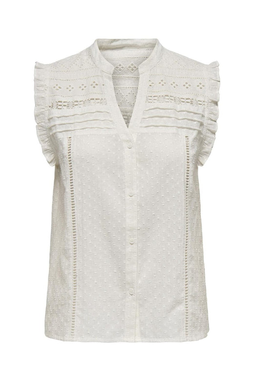 Only - Onlevelyn Sl V-Neck Top Ox - 4925952 Cloud Dancer