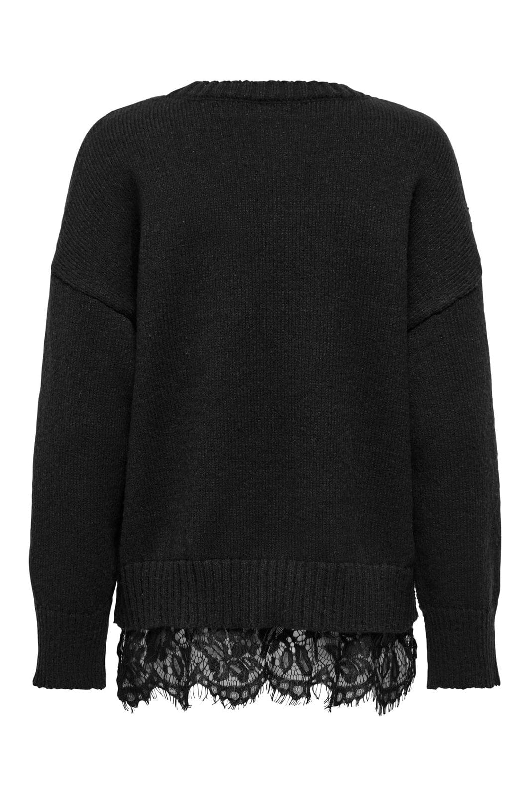 Only - Onlevie Ls Lace Mix O-Neck Knt - 5157345 Black Black Lace
