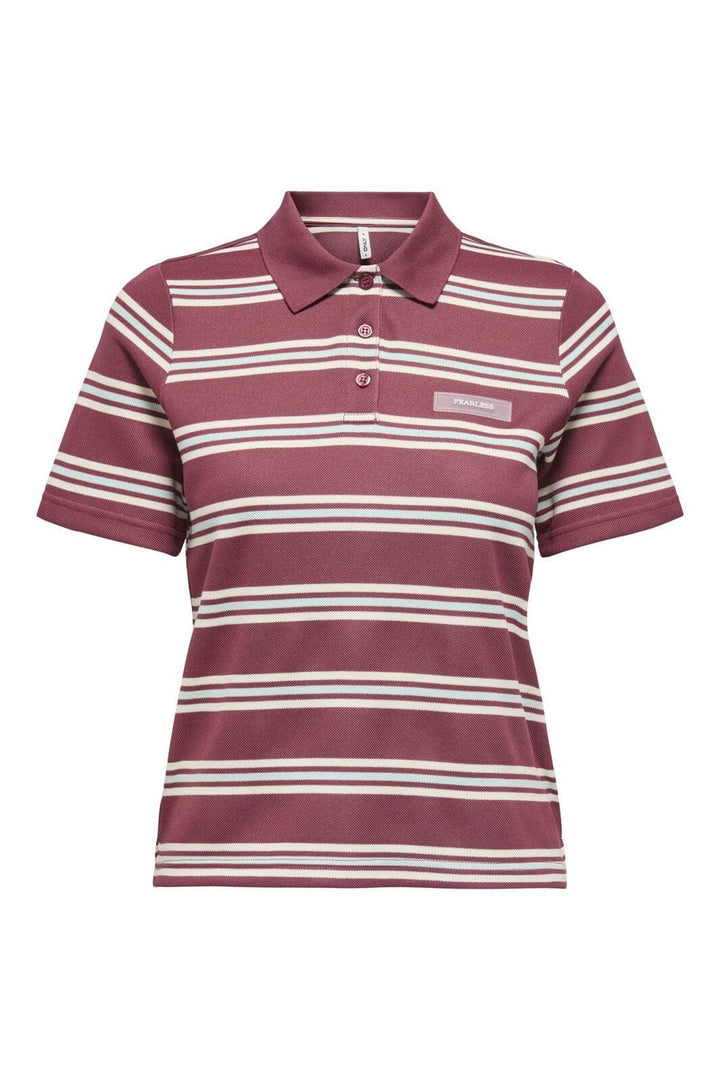 Only - Onlevie S/S Polo Top - 4838416 Ruby Wine Starlight Blue + Antique White