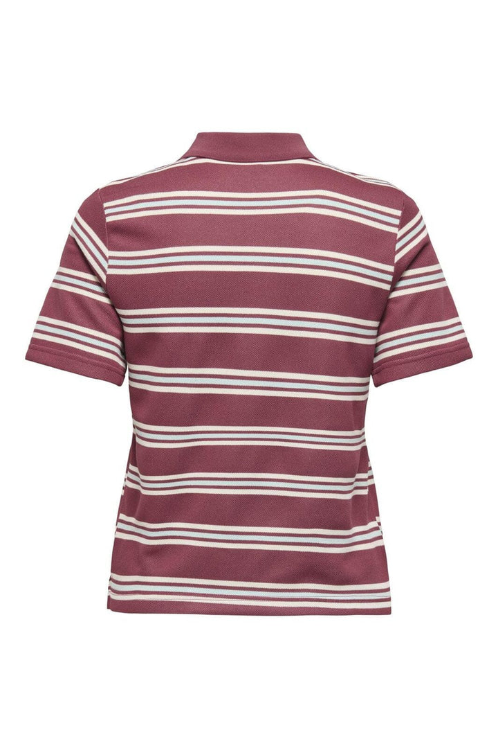 Only - Onlevie S/S Polo Top - 4838416 Ruby Wine Starlight Blue + Antique White
