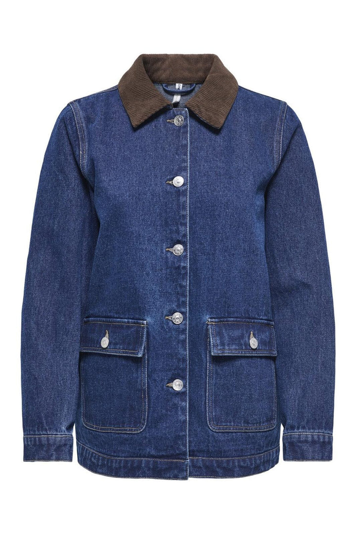 Only - Onlfrankie Ls Cord Ovs Jkt Gua - 4891459 Dark Blue Denim