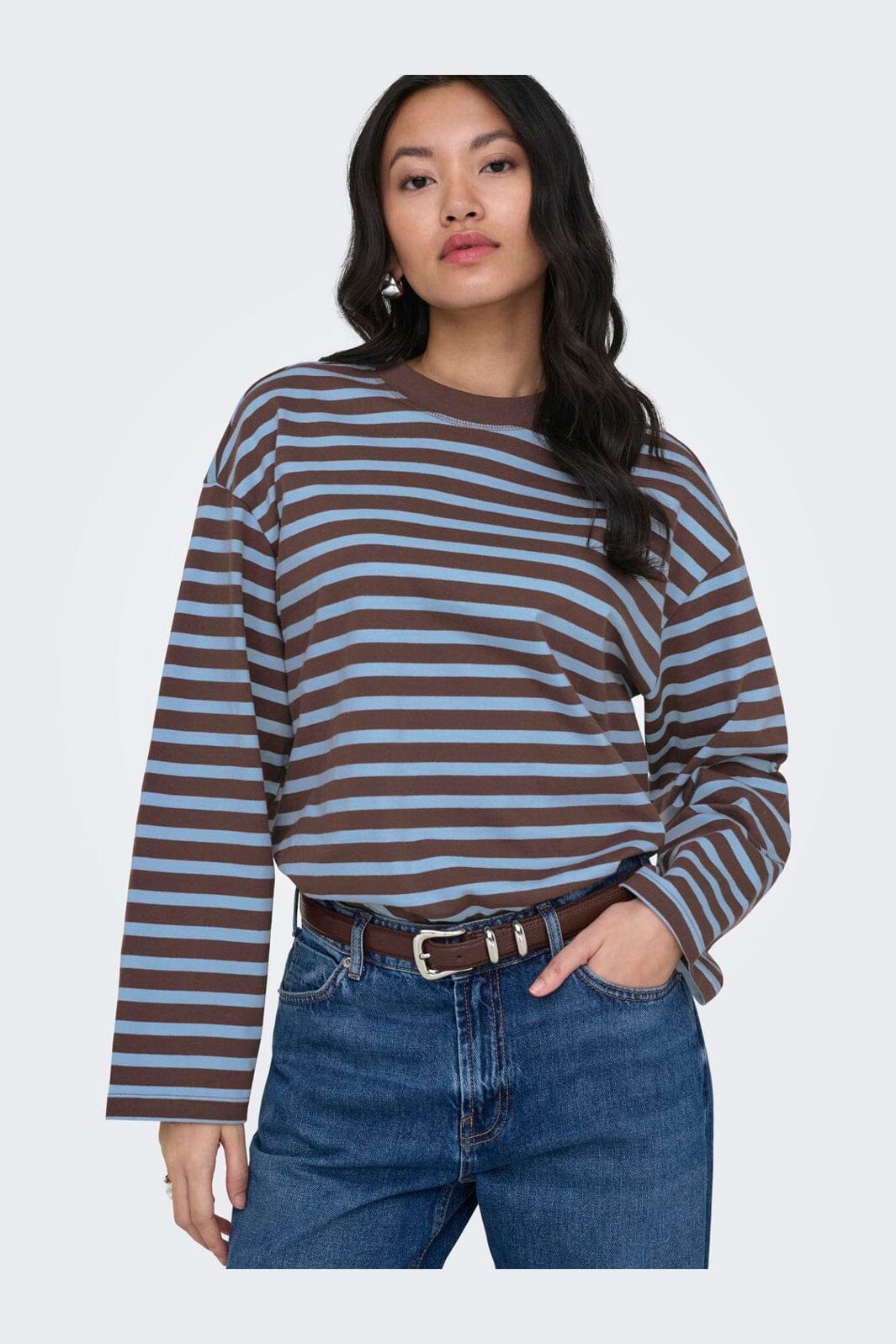 Only - Onlfreja L/S Stripe Top - 5100595 Shopping Bag Chambray Blue (Ida)
