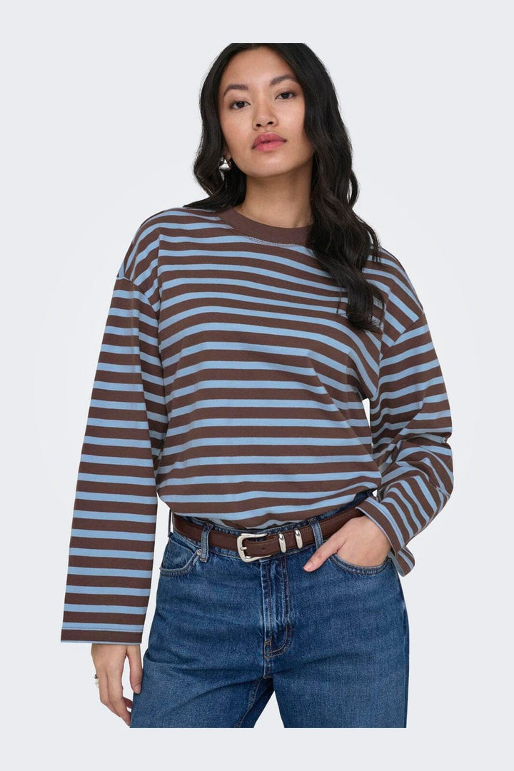 Only - Onlfreja L/S Stripe Top - 5100595 Shopping Bag Chambray Blue (Ida)