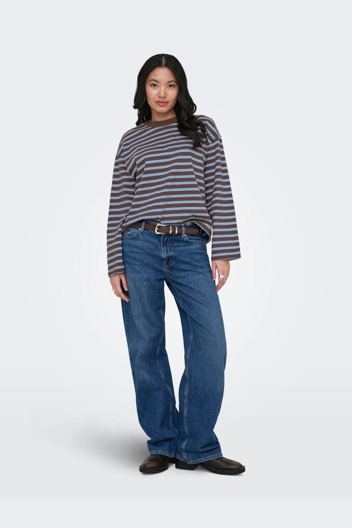 Only - Onlfreja L/S Stripe Top - 5100595 Shopping Bag Chambray Blue (Ida)