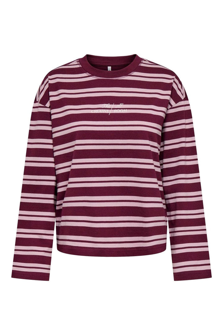 Only - Onlfreja L/S Stripe Top Cc - 5128182 Fig Freja New Autumn (Keepsake) + Creative Print
