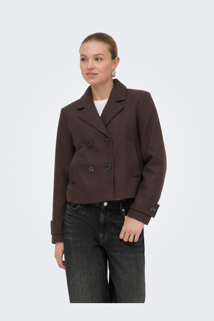 Only - Onlfreja Short Db Jacket - 4986881 Hot Fudge Melange