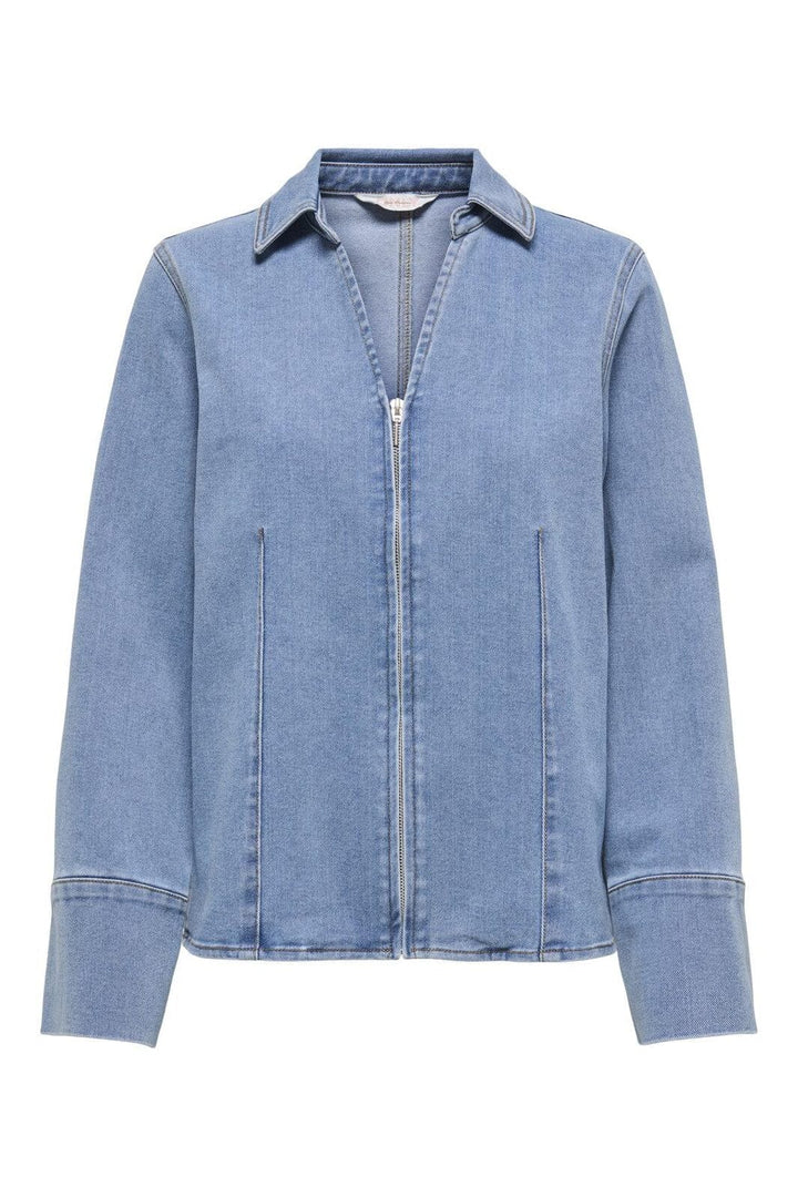 Only - Onlfrida Ls Zip Shirt Gua - 4879773 Light Medium Blue Denim