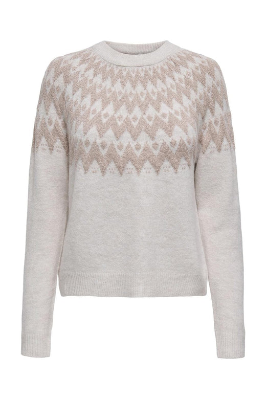 Only - Onlfry Ls Jq Glitter O-Neck Cc Knt - 4776862 Pumice Stone Melange/Rose Gold Glitter