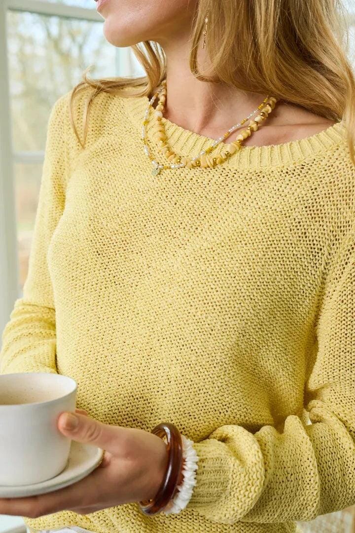 Only - Onlgeena Xo L/S Pullover Knt - 4910749 Sunlight Strikbluser 