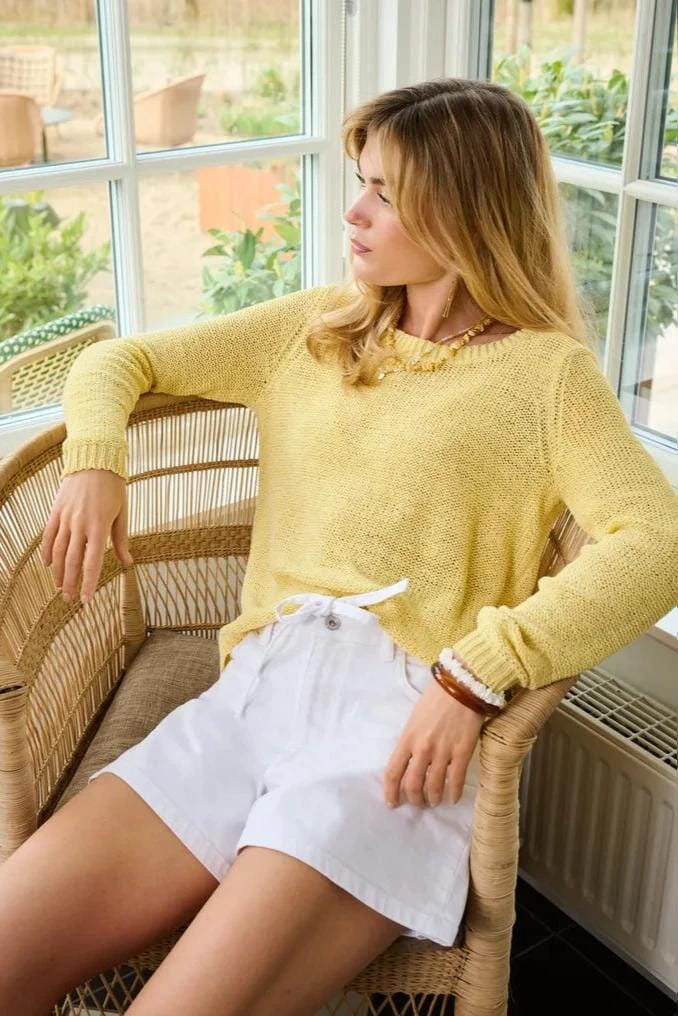 Only - Onlgeena Xo L/S Pullover Knt - 4910749 Sunlight Strikbluser 