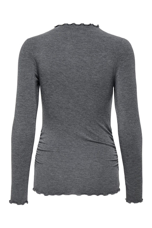 Only - Onlglamour L/S Mockneck Ruching Top - 4868646 Dark Grey Melange