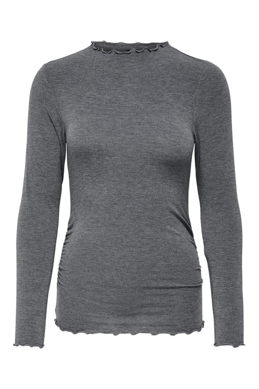 Only - Onlglamour L/S Mockneck Ruching Top - 4868646 Dark Grey Melange