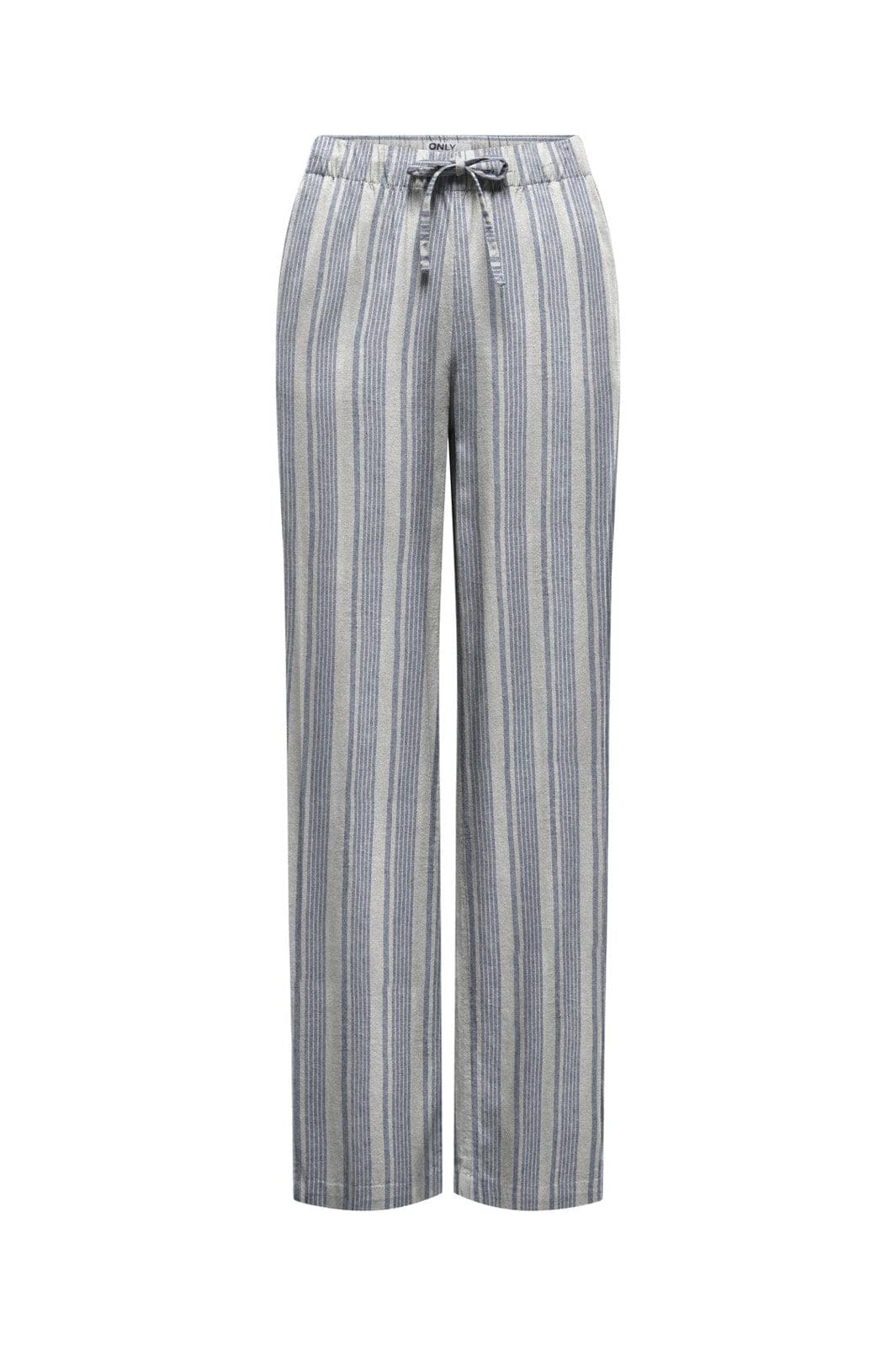 Only - Onlgoa Linen Bl Pull-Up Pant Cc - 4984895 Coronet Blue Bright White