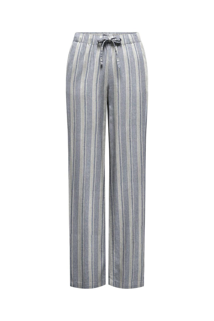 Only - Onlgoa Linen Bl Pull-Up Pant Cc - 4984895 Coronet Blue Bright White