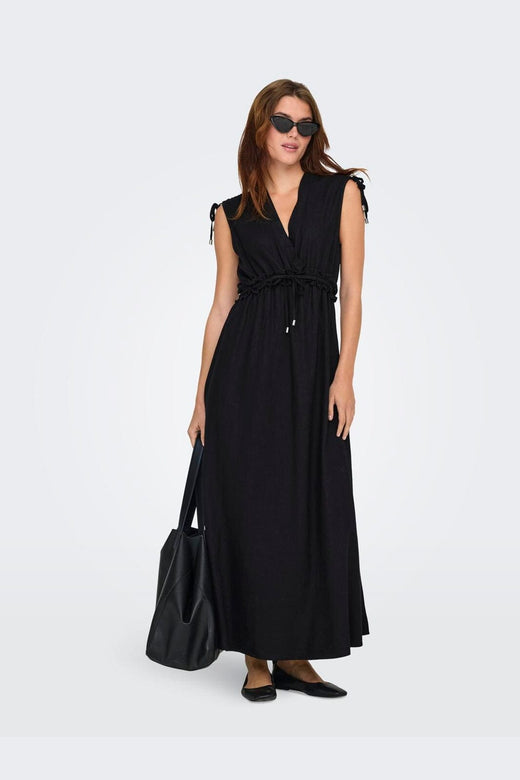 Only - Onlgoa Sl Linen Bl Long Dress Cc - 4910201 Black