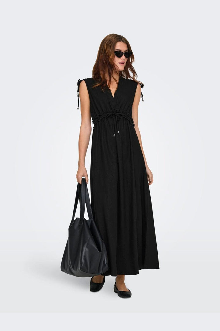 Only - Onlgoa Sl Linen Bl Long Dress Cc - 4910201 Black