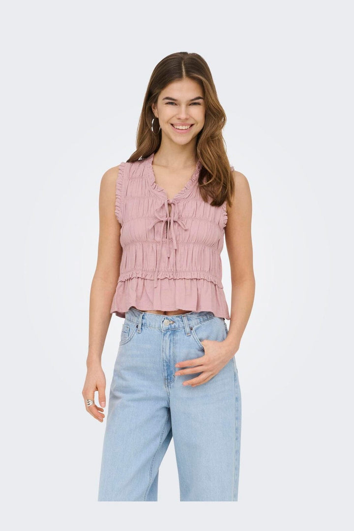 Only - Onlgoa S/S Linen Bl Frill Top Cc - 4942278 Burnished Lilac