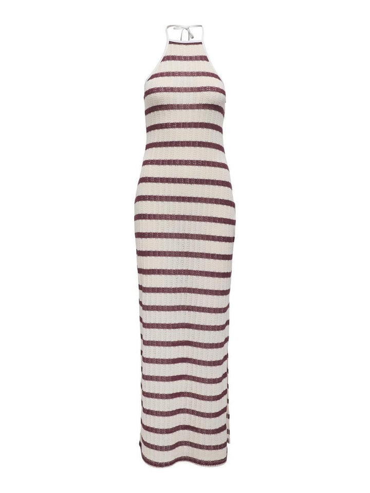 Only - Onlhalia Halterneck Long Dress Box - 4774274 Cloud Dancer Ruby Wine