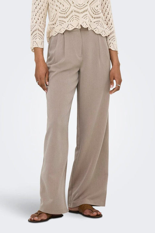 Only - Onlhattie Pleat Str Pant Tlr - 4716687 Taupe Gray Melange