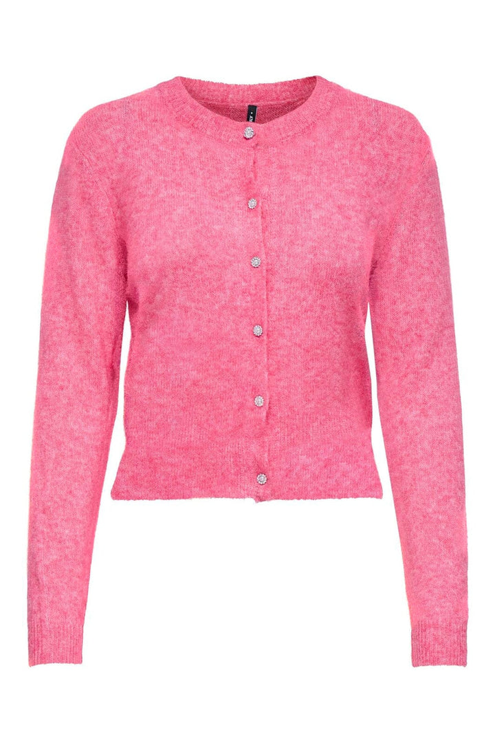 Only - Onlhavanna Ls Button Cardigan Knt - 4927894 Pink Lemonade Melange/Bling Button