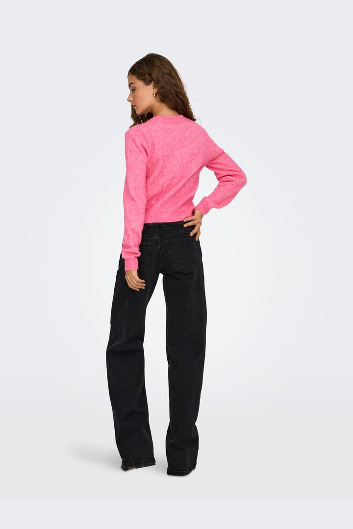 Only - Onlhavanna Ls Button Cardigan Knt - 4927894 Pink Lemonade Melange/Bling Button