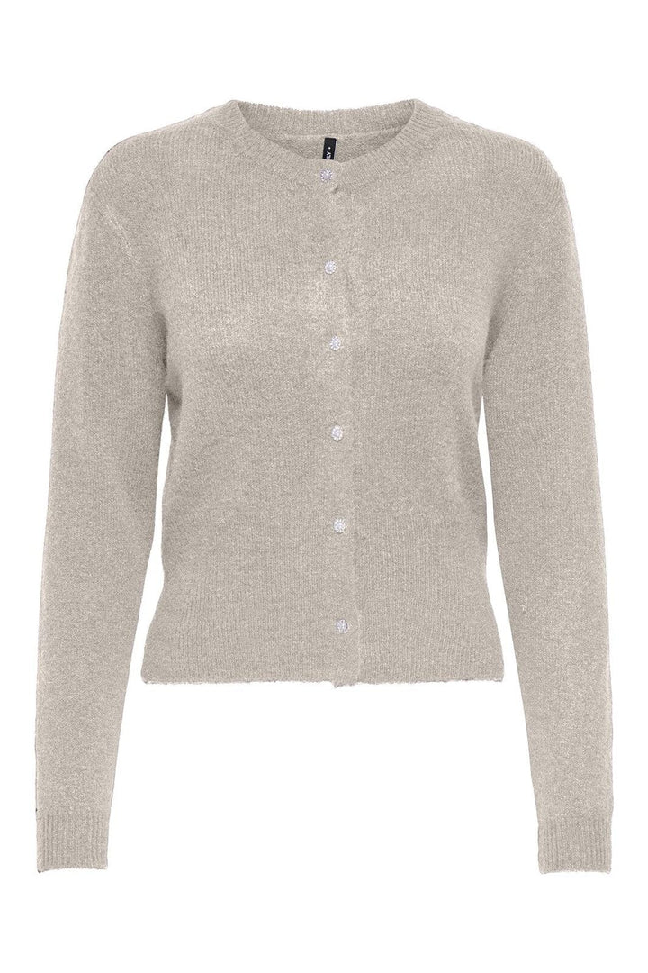 Only - Onlhavanna Ls Button Cardigan Knt - 4932226 Pumice Stone Melange/Bling Button