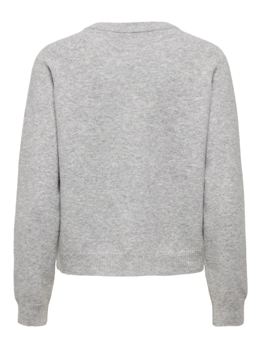 Only - Onlhoney Ls Bow Cardigan Knt - 5026401 Light Grey Melange Silver Bow Buttons Cardigans 