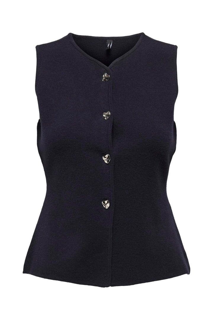 Only - Onlibi Button Sl Vest Cc Knt - 4947079 Night Sky Silver Button