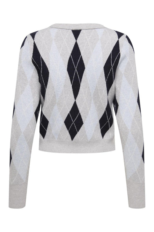 Only - Onlibi Ls Check O-Neck Cc Knt - 4947354 Light Grey Melange Night Sky/Cashmere Blue Mel/Babys B