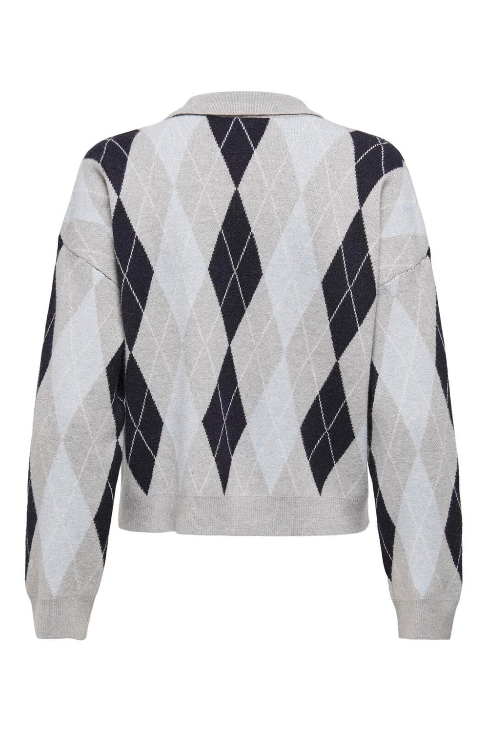 Only - Onlibi Ls Check Polo Cc Knt - 4961940 Light Grey Melange Night/Cashmere Mel/Babys/Dtm Button