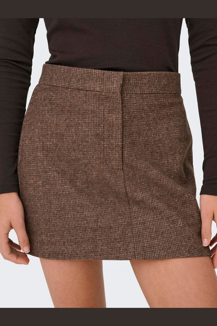 Only - Onlimmy Life Check Skirt - 4950751 Chestnut Minicheck W/Shopping Bag