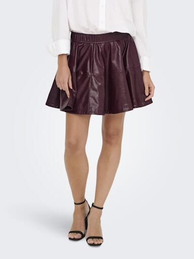Only - Onljacky Faux Leathe Skater Skirt - 4834164 Mauve Wine Nederdele 