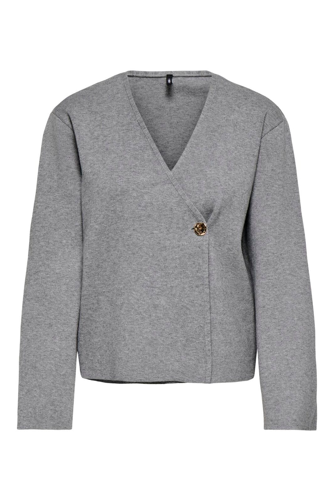 Only - Onljing Ls Vneck One Button Cardi Knt - 5088616 Medium Grey Melange Gold Button