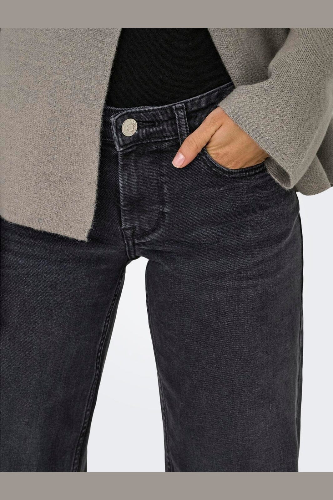 Only - Onljudy Lw Wide Leg Tai Epp - 4680454 Washed Black