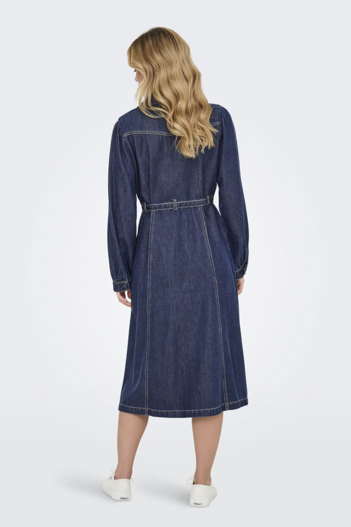 Only - Onljulie Ls Dress Qyt - 4802433 Dark Blue Denim Kjoler 