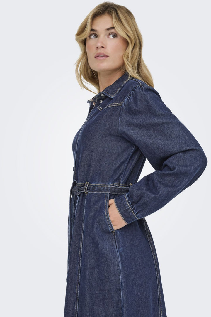 Only - Onljulie Ls Dress Qyt - 4802433 Dark Blue Denim Kjoler 