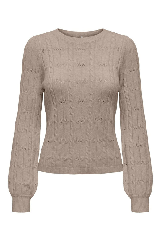 Only - Onlkatia Ls Structure O-Neck Pull Cc Knt - 4959914 Mocha Meringue Melange