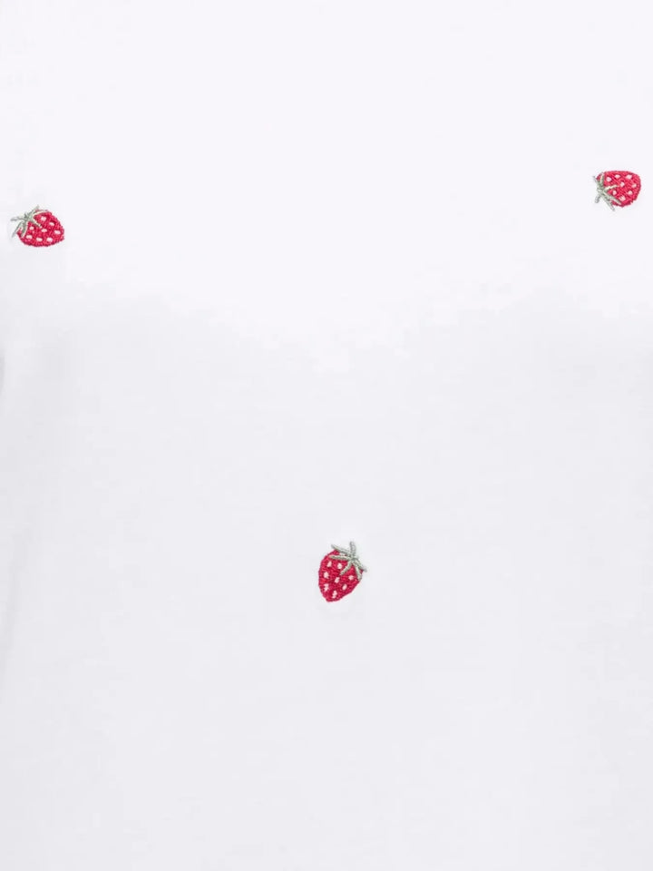 Only - Onlketty Life S/S O-Neck Top - 5016635 Bright White Strawberry T-shirts 