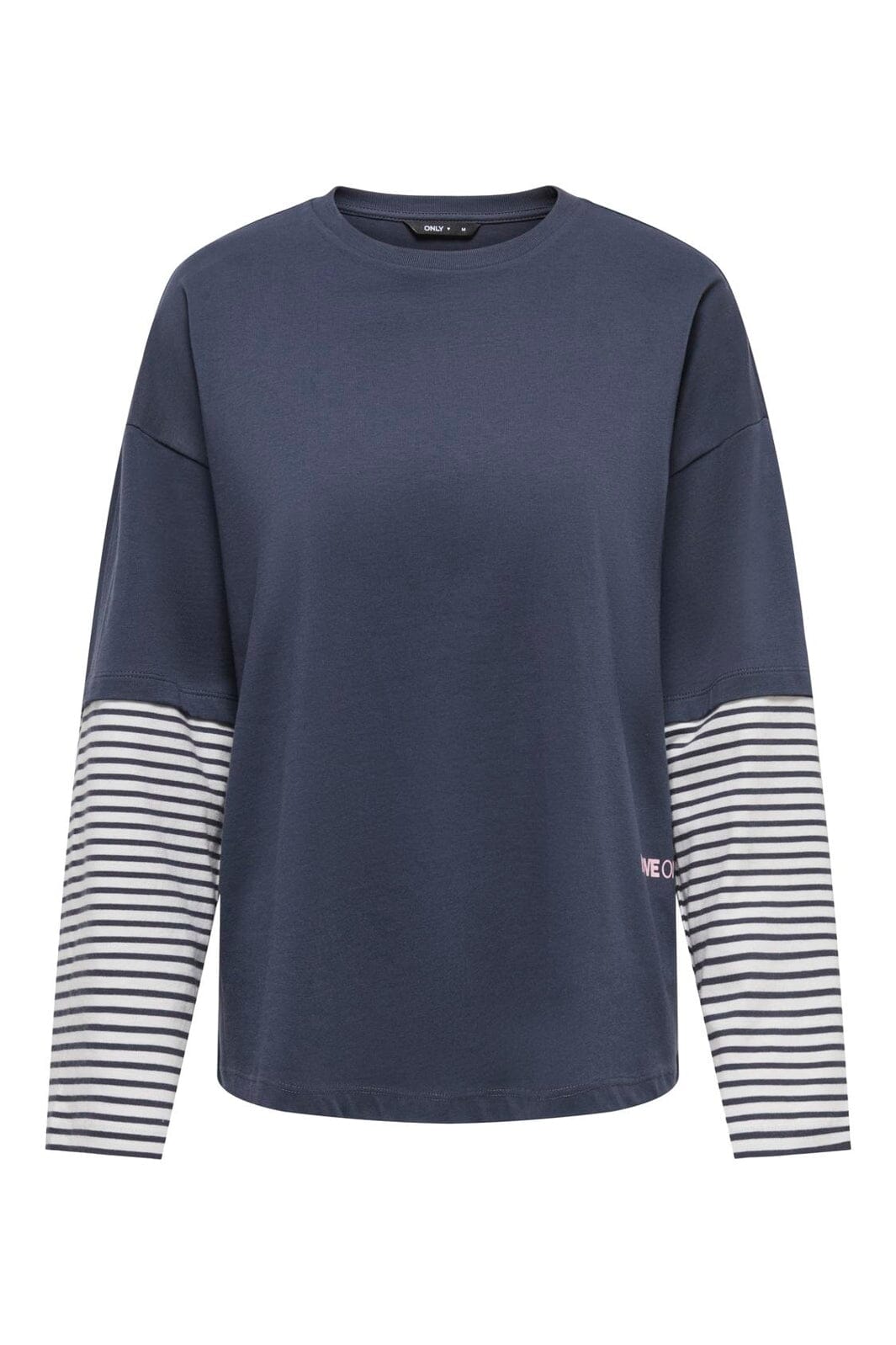 Only - Onllana L/S Layered Stripe T-Shirt - 5275101 Navy Blazer Cd Stripes / Rosa Text